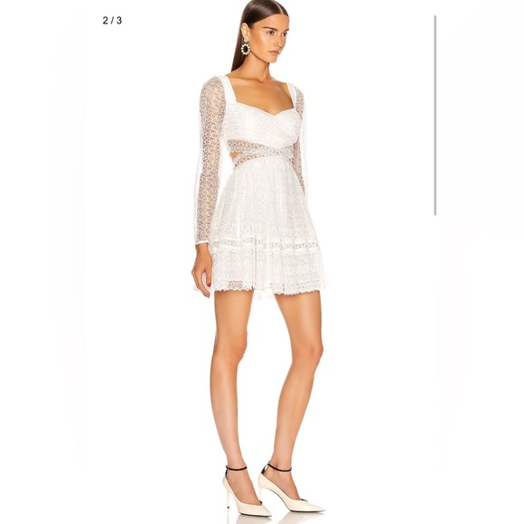 SELF-PORTRAIT lace cut out mini dress in white NWT - Picture 2 of 6